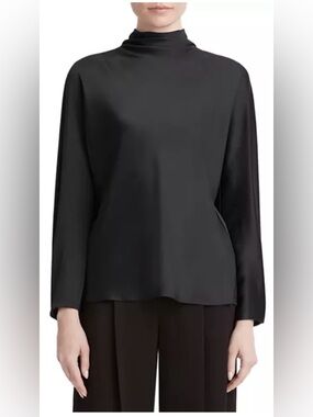 Vince Silk Draped Funnel Neck Blouse multiple sizes NWT in black